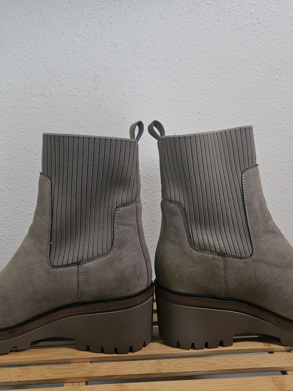 MIA Women's Taupe Gray Suede Combat Moto Boots